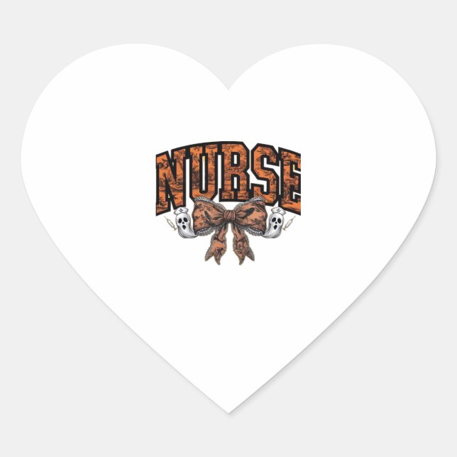 Halloween Nurse Coquette Bow Spooky Classic T-Shir Herz-Aufkleber (Vorderseite)