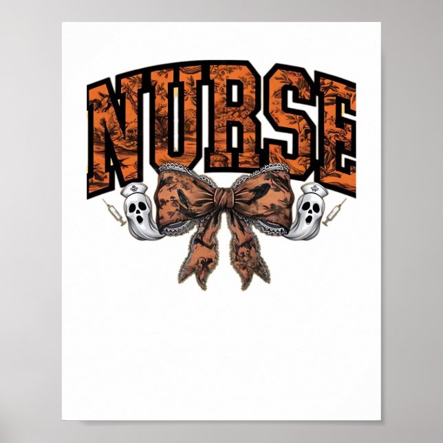 Halloween Nurse Coquette Bow Spooky Classic T-Shir Poster (Vorne)
