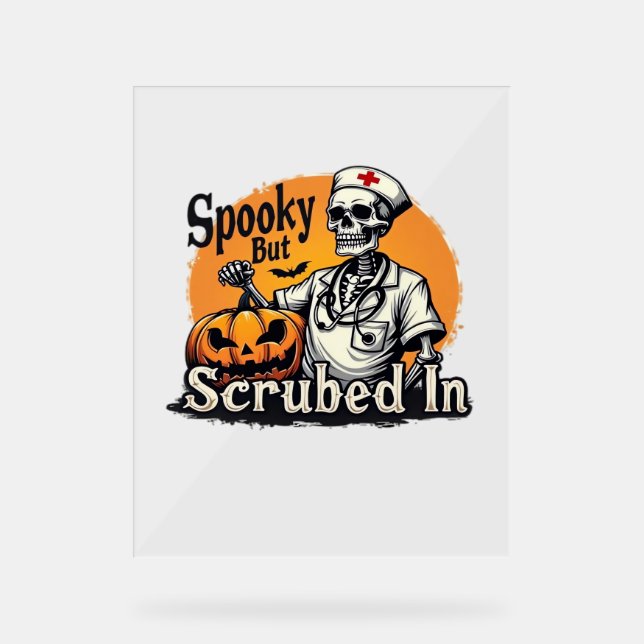 Halloween Nurse Design Oversifizierter T - Shirt Acrylschild (Vorderseite)