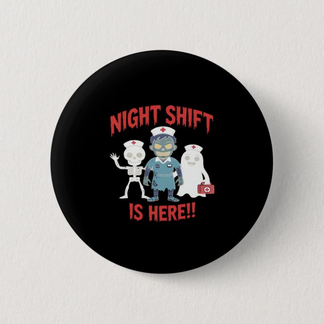 Halloween Nurse Funny Ghost Skeleton Zombie Essent Button (Vorderseite)