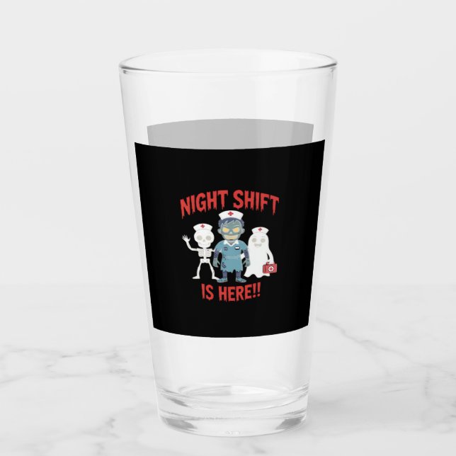 Halloween Nurse Funny Ghost Skeleton Zombie Essent Glas (Vorderseite)