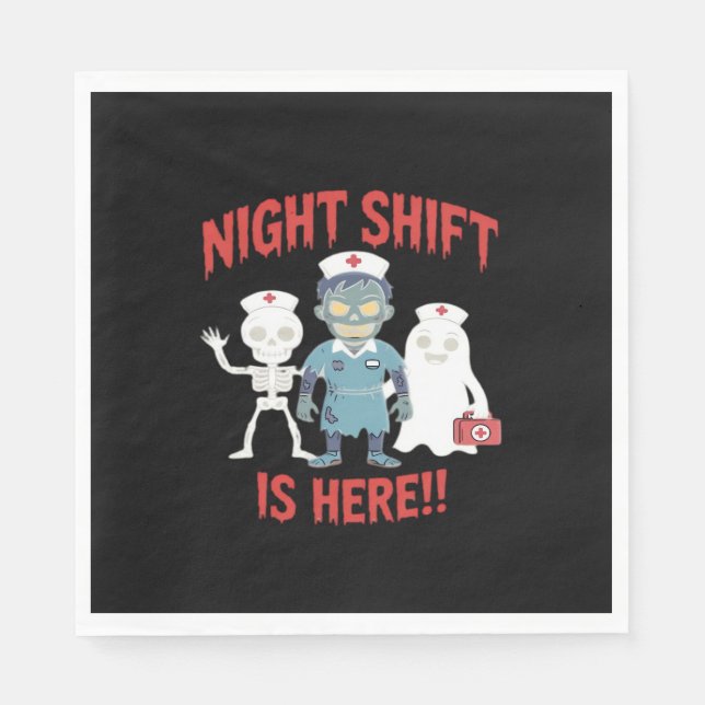 Halloween Nurse Funny Ghost Skeleton Zombie Essent Serviette (Vorderseite)