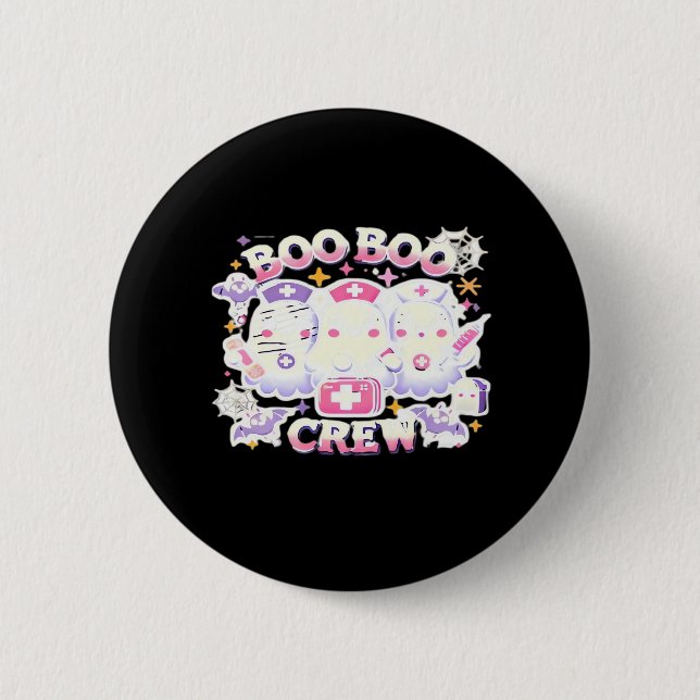 Halloween Nurse Ghost Squad Boo Boo Crew Funny Spi Button (Vorderseite)
