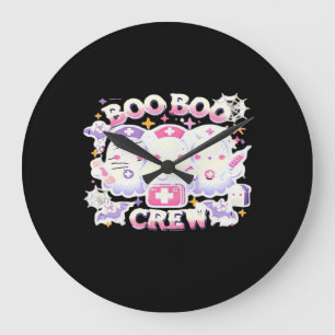 Halloween Nurse Ghost Squad Boo Boo Crew Funny Spi Große Wanduhr