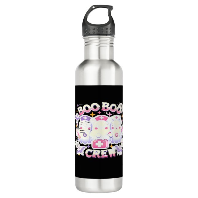 Halloween Nurse Ghost Squad Boo Boo Crew Funny Spo Edelstahlflasche (Vorderseite)