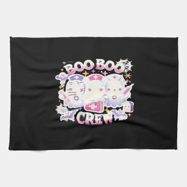 Halloween Nurse Ghost Squad Boo Boo Crew Funny Spo Geschirrtuch (Horizontal)