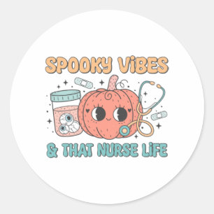 Halloween Nurse Life Illustration Spooky Vibes Runder Aufkleber