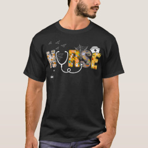 Halloween Nurse mit Pumpkin Boo Spider Hexe T-Shirt
