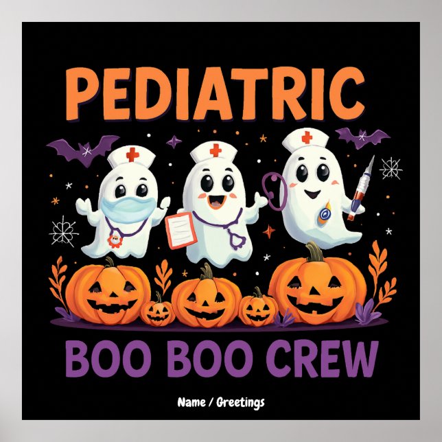 Halloween Nurse Pädiatrie Boo Crew Funny Spook Poster (Vorne)