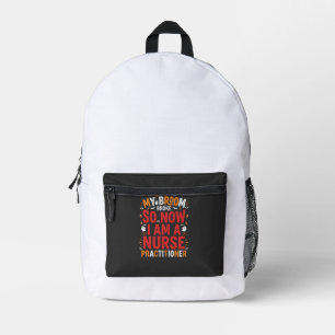 Halloween Nurse Practitioner Besen Kaputt Design Bedruckter Rucksack