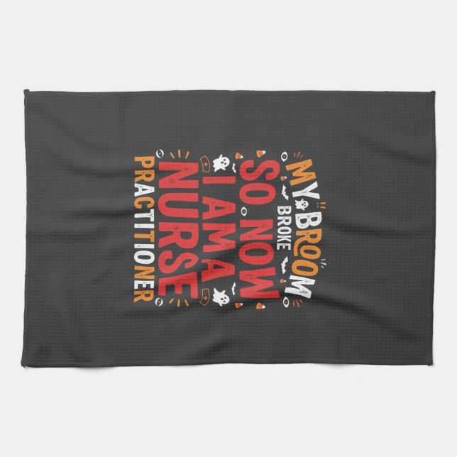 Halloween Nurse Practitioner Besen Kaputt Design Geschirrtuch (Horizontal)