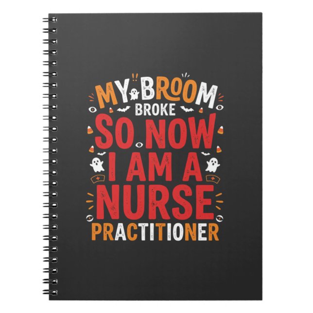 Halloween Nurse Practitioner Besen Kaputt Design Notizblock (Vorderseite)