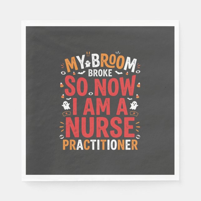 Halloween Nurse Practitioner Besen Kaputt Design Serviette (Vorderseite)