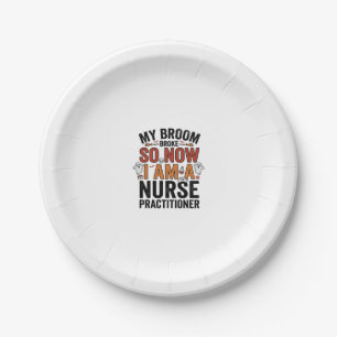 Halloween Nurse Practitioner Besen kaputt Vintage Pappteller