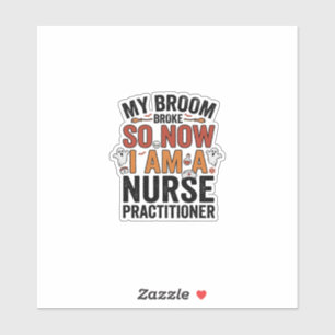 Halloween Nurse Practitioner Besen Zerbrochen Vint Aufkleber
