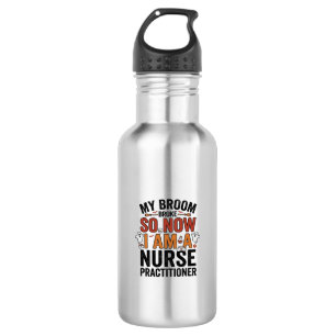 Halloween Nurse Practitioner Besen Zerbrochen Vint Edelstahlflasche