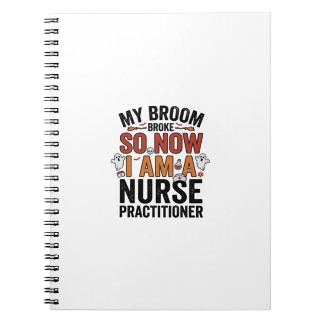Halloween Nurse Practitioner Besen Zerbrochen Vint Notizblock (Vorderseite)