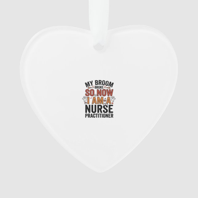 Halloween Nurse Practitioner Besen Zerbrochen Vint Ornament (Vorderseite)