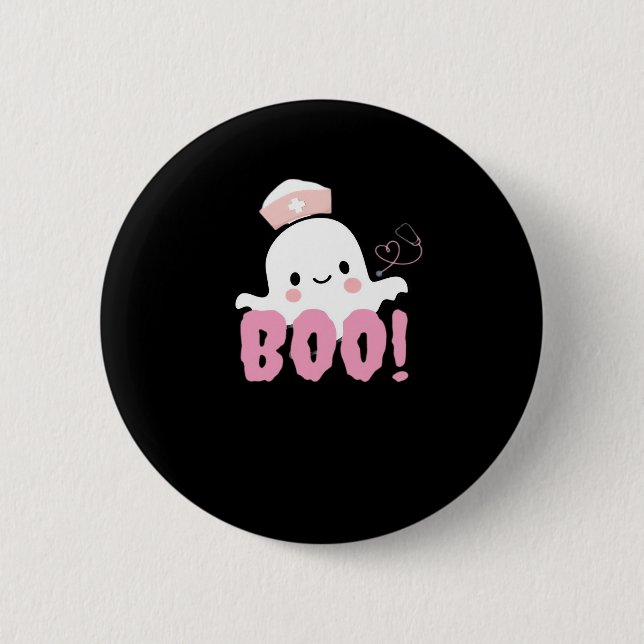 Halloween Nurse Shirts Women Boo! T - Shirt Ghost  Button (Vorderseite)