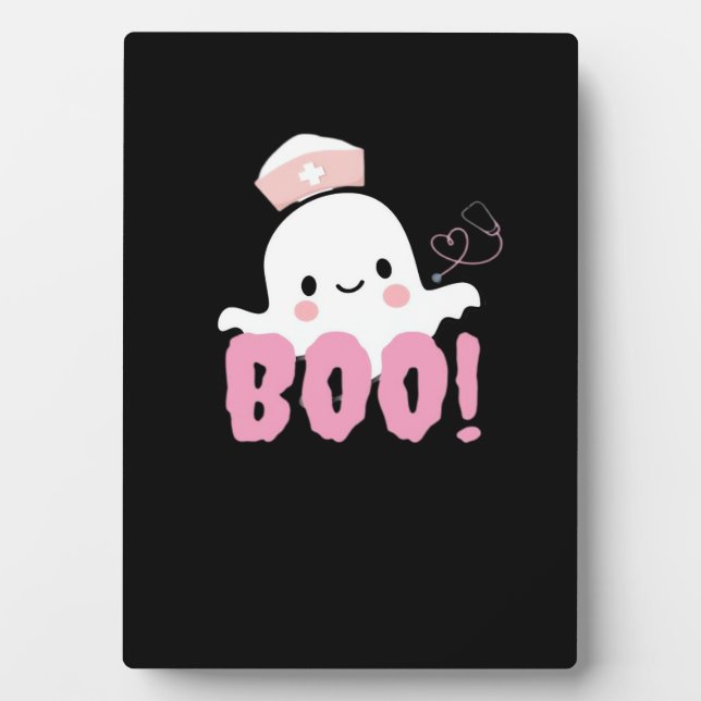 Halloween Nurse Shirts Women Boo! T - Shirt Ghost  Fotoplatte (Vorderseite)