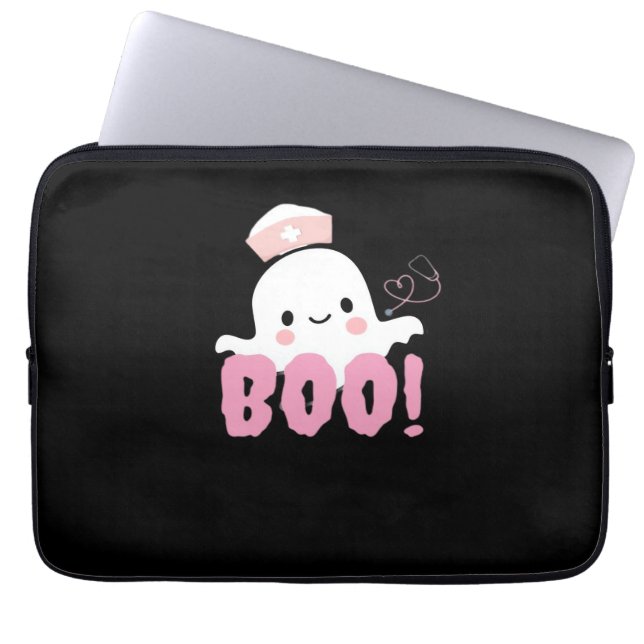 Halloween Nurse Shirts Women Boo! T - Shirt Ghost  Laptopschutzhülle (Vorderseite)