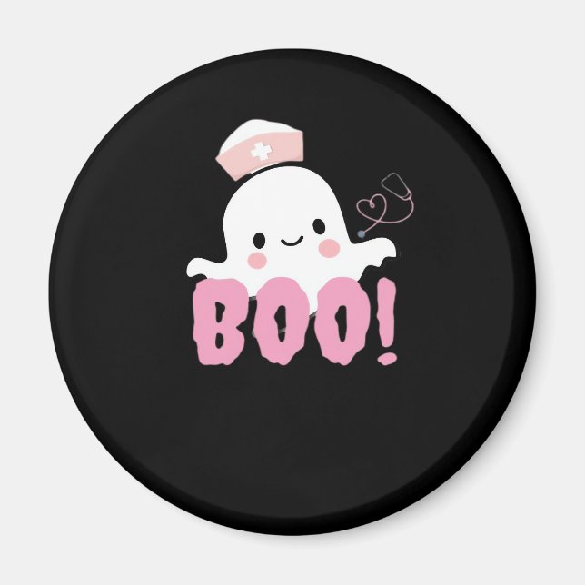 Halloween Nurse Shirts Women Boo! T - Shirt Ghost  Magnet (Vorne)