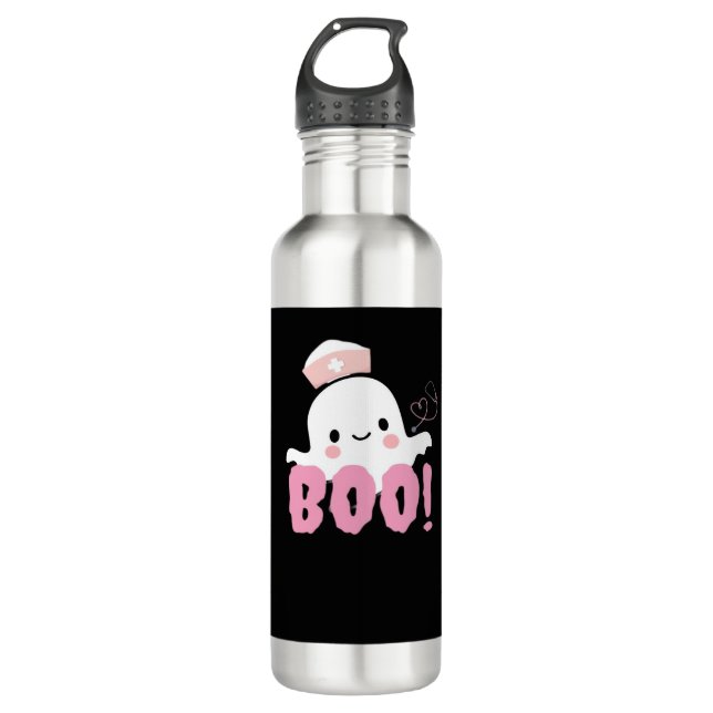 Halloween Nurse Shirts Women Boo! T-Shirt Ghost Nu Edelstahlflasche (Vorderseite)