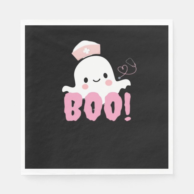 Halloween Nurse Shirts Women Boo! T - Shirt Ghost  Serviette (Vorderseite)
