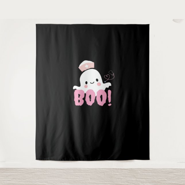 Halloween Nurse Shirts Women Boo! T - Shirt Ghost  Wandteppich (Vorderseite)