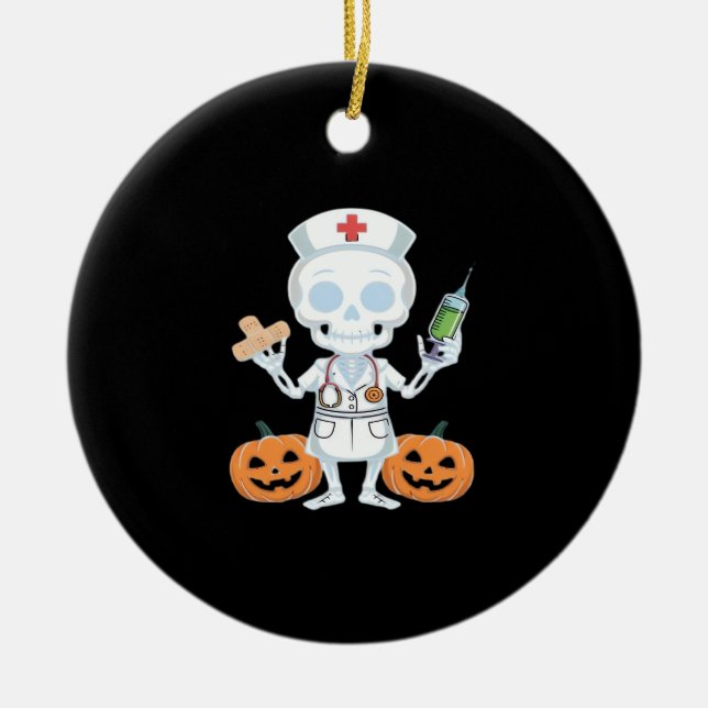 Halloween Nurse Skeleton Essential T-Shirt Keramik Ornament (Vorne)