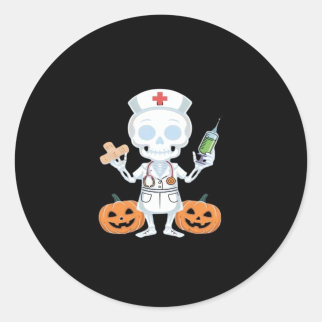 Halloween Nurse Skeleton Essential T - Shirt Runder Aufkleber (Vorderseite)