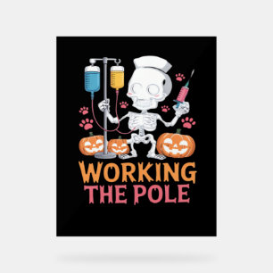 Halloween Nurse Skeleton Funny Joke Essential T-Sh Acrylschild