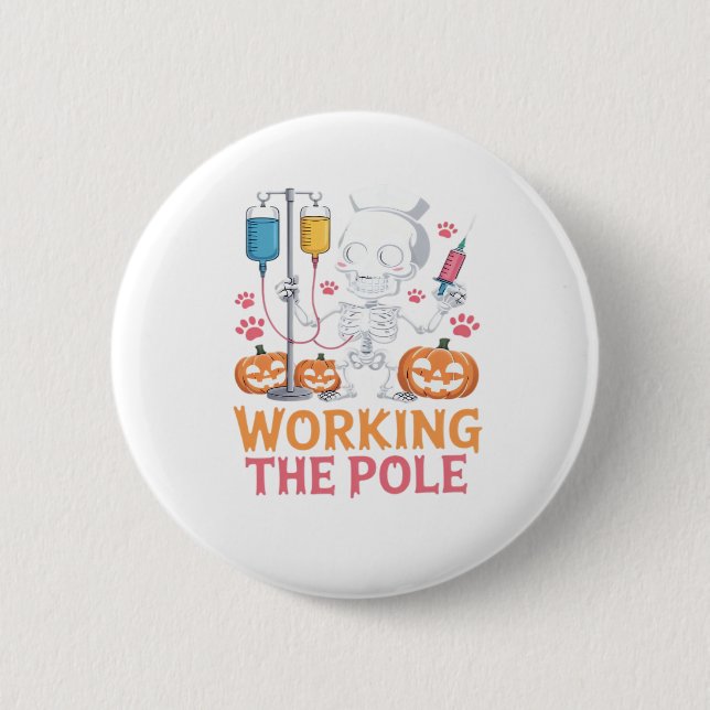 Halloween Nurse Skeleton Funny Joke Essential T-Sh Button (Vorderseite)