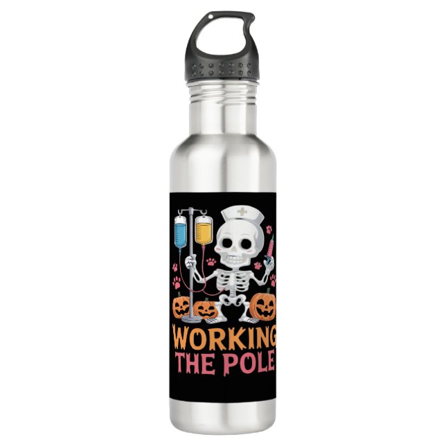 Halloween Nurse Skeleton Funny Joke Essential T-Sh Edelstahlflasche (Vorderseite)