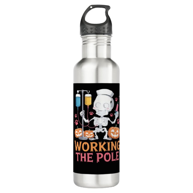 Halloween Nurse Skeleton Funny Joke Essential T-Sh Edelstahlflasche (Vorderseite)