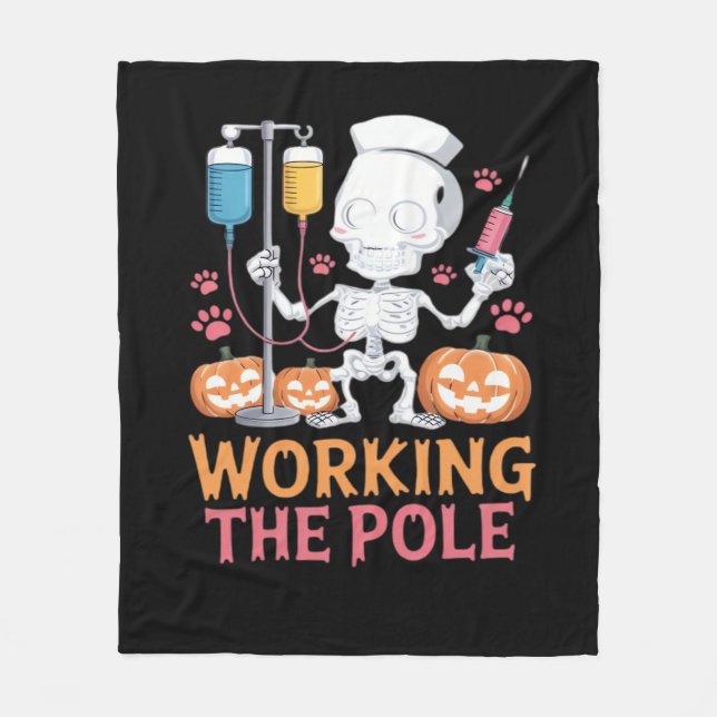 Halloween Nurse Skeleton Funny Joke Essential T-Sh Fleecedecke (Vorderseite)