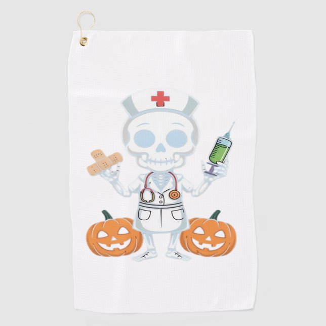 Halloween Nurse Skeleton Funny Joke Essential T-Sh Golfhandtuch (Vorderseite)