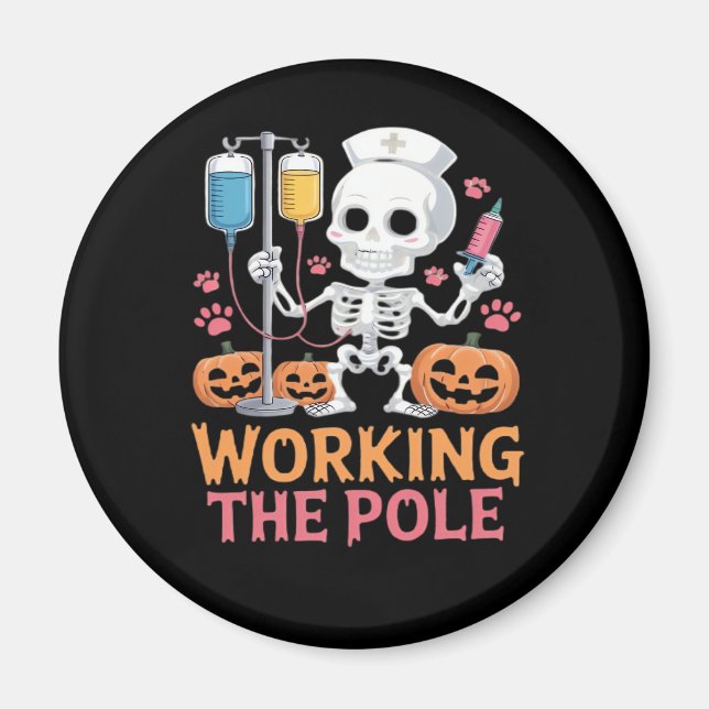 Halloween Nurse Skeleton Funny Joke Essential T-Sh Magnet (Vorne)
