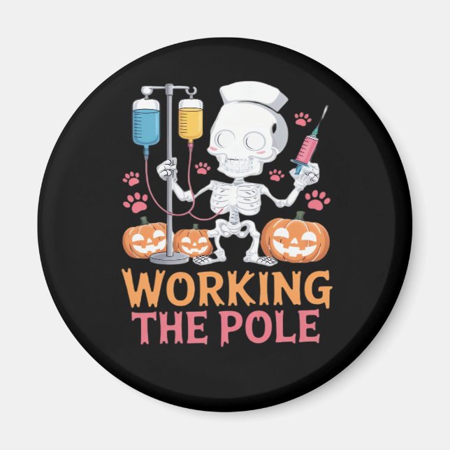 Halloween Nurse Skeleton Funny Joke Essential T-Sh Magnet (Vorne)