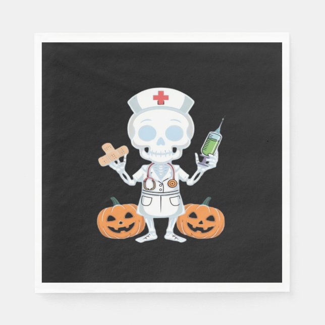 Halloween Nurse Skeleton Funny Joke Essential T-Sh Serviette (Vorderseite)