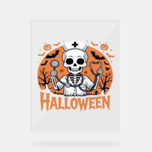 Halloween Nurse Skelett Essenzieller T - Shirt_1 Acrylschild