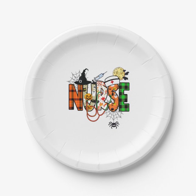 Halloween Nurse Sticker Pappteller (Vorderseite)