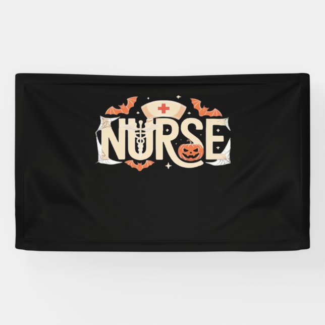 Halloween Nurse Typografie - Spooky Medical Design Banner (Horizontal)