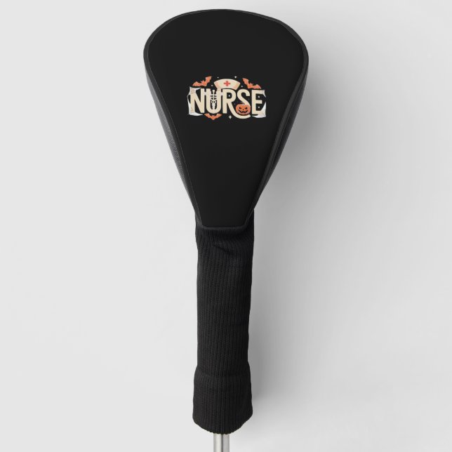 Halloween Nurse Typografie - Spooky Medical Design Golf Headcover (Vorderseite)
