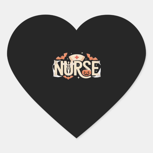 Halloween Nurse Typografie � Spooky Medical Design Herz-Aufkleber (Vorderseite)