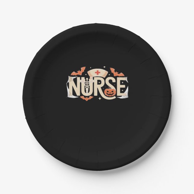 Halloween Nurse Typografie � Spooky Medical Design Pappteller (Vorderseite)
