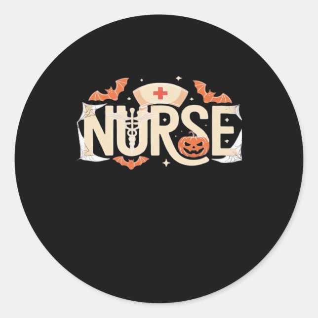 Halloween Nurse Typografie � Spooky Medical Design Runder Aufkleber (Vorderseite)