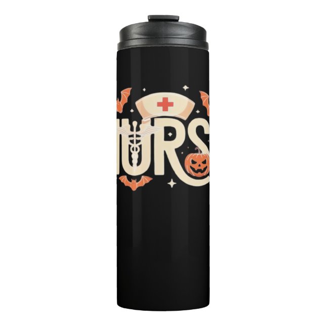 Halloween Nurse Typografie - Spooky Medical Design Thermosbecher (Vorderseite)