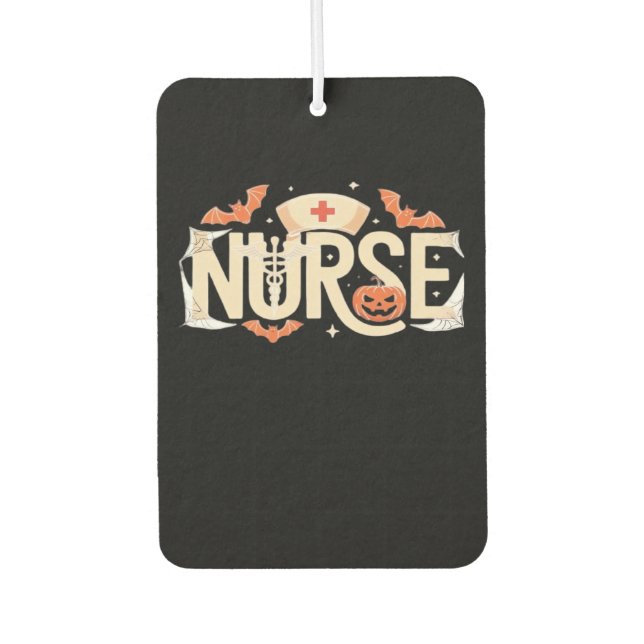Halloween Nurse Typography � Spooky Medical Design Autolufterfrischer (Vorderseite)