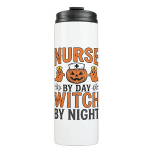 Halloween-Nurse-Witch-By-Night-Vintage-Shirt-Desig Thermosbecher